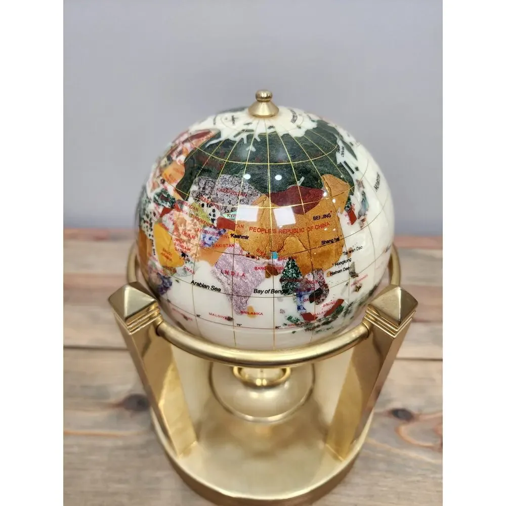 Alexander Kalifano Gemstone World Globe Mother of Pearl 10